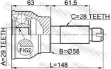 Febest 0710-037 Outer CV Joint 29X58X28
