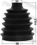 Febest 1617P-164S Boot Outer CV Joint Kit Pvc 98X119.5X30