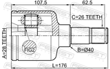Febest 2111-CA220LH Inner CV Joint Left 28X40X26