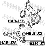 Febest HAB-JZS Front Bushing, Front Control Arm