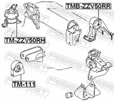 Febest TM-ZZV50RH Right Engine Mount (Hydro)