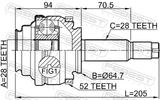Febest 1410-REXA52R Outer CV Joint Rear 28X64.7X28