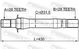 Febest 1212-IX35AT6 Axle Half Shaft Right 28X430X28