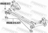 Febest RNAB-018-KIT Rear Crossmember Bushing Kit