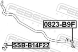 Febest SSB-B14F22 Front Stabilizer Bar Bush D22
