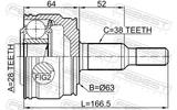 Febest 2310-TOUARR Outer CV Joint Rear 28X63X38