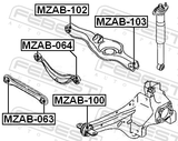 Febest MZAB-103 Rear Rod Bushing
