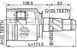 Febest 0211-FX35RH Inner CV Joint Right 22X32X25
