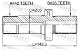 Febest 2312-TRT5RH Axle Half Shaft Right 42X143.3X26
