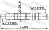 Febest 1212-SFBM Axle Half Shaft Right 27X423X28