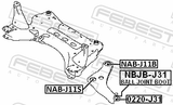 Febest NAB-J11S Front Bushing, Front Control Arm
