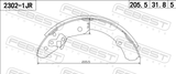 Febest 2302-1JR Shoe Kit, Rear Brake 230X32 (1KC)