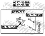Febest 0274-N16R Rear Caliper Slide Pin Kit (Set For Two Sides)