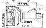 Febest 0310-058A50 Outer CV Joint 23X60X26