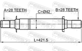 Febest 1212-CM10AT2WD Axle Half Shaft Right 28X421.5X28