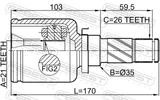Febest 0511-DY5WATLH Inner CV Joint Left 21X35X26