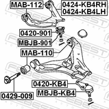 Febest 0424-KB4RH Right Upper Front Arm