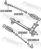 Febest 2121-ESCLH Steering Tie Rod End Left