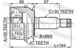 Febest 0410-KB4A47 Outer CV Joint 35X69X30