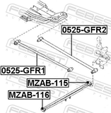 Febest MZAB-116 Rear Trailing Rod Bushing