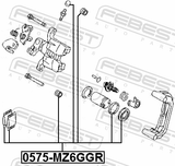 Febest 0575-MZ6GGR Rear Brake Caliper Repair Kit (Set For Two Sides)