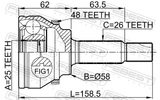Febest 0110-AZT250A48 Outer CV Joint 25X58X26