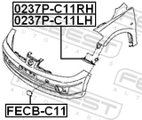 Febest 0237P-C11RH Retainer Front Bumper Right