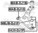 Febest MAB-DJ1S Front Bushing, Front Control Arm