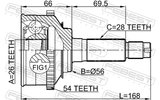 Febest 2210-016A54 Outer CV Joint 26X56X28