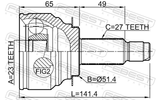 Febest 0810-G12 Outer CV Joint 23X51.3X27