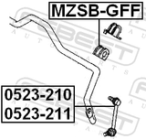 Febest 0523-210 Front Right Stabilizer Link / Sway Bar Link