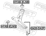 Febest HYAB-ELNS Bushing, Front Lower Control Arm
