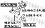 Febest MZAB-MZ3BRUB Rear Bushing With Bracket, Front Control Arm
