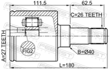 Febest 2111-KUGALH Inner CV Joint Left 27X40X26