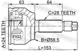 Febest 0510-MZ5 Outer CV Joint 24X58.5X28
