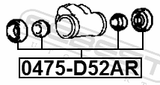 Febest 0475-D52AR Rear Wheel Brake Cylinder Repair Kit (Set For One Side)
