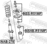Febest NSS-R51MF Front Shock Absorber Mounting