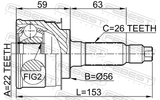 Febest 0510-009 Outer CV Joint 22X56X26