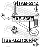 Febest TSB-UZJ120R Rear Stabilizer Bar Bush D33