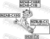 Febest MZAB-CX9S Front Bushing, Front Control Arm
