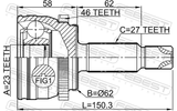 Febest 1210-CRE16A46 Outer CV Joint 23X64.5X27