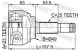 Febest 0210-C11 Outer CV Joint 23X49X25