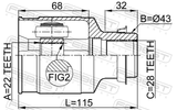 Febest 0511-323FRH Inner CV Joint Right 22X43X28