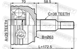Febest 2310-T5WD Outer CV Joint 29X63X38