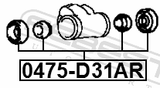Febest 0475-D31AR Rear Wheel Brake Cylinder Repair Kit (Set For One Side)