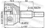 Febest 2010-WKR Outer CV Joint Rear 27X70X32