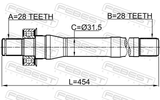 Febest 1212-CMMT4WD Axle Half Shaft Right 28X454X28