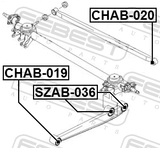 Febest CHAB-019 Bushing, Rear Trailing Arm