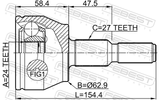 Febest 2110-CB7 Outer CV Joint 24X63X27