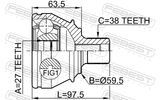 Febest 1710-A8 Outer CV Joint 27X59.5X38